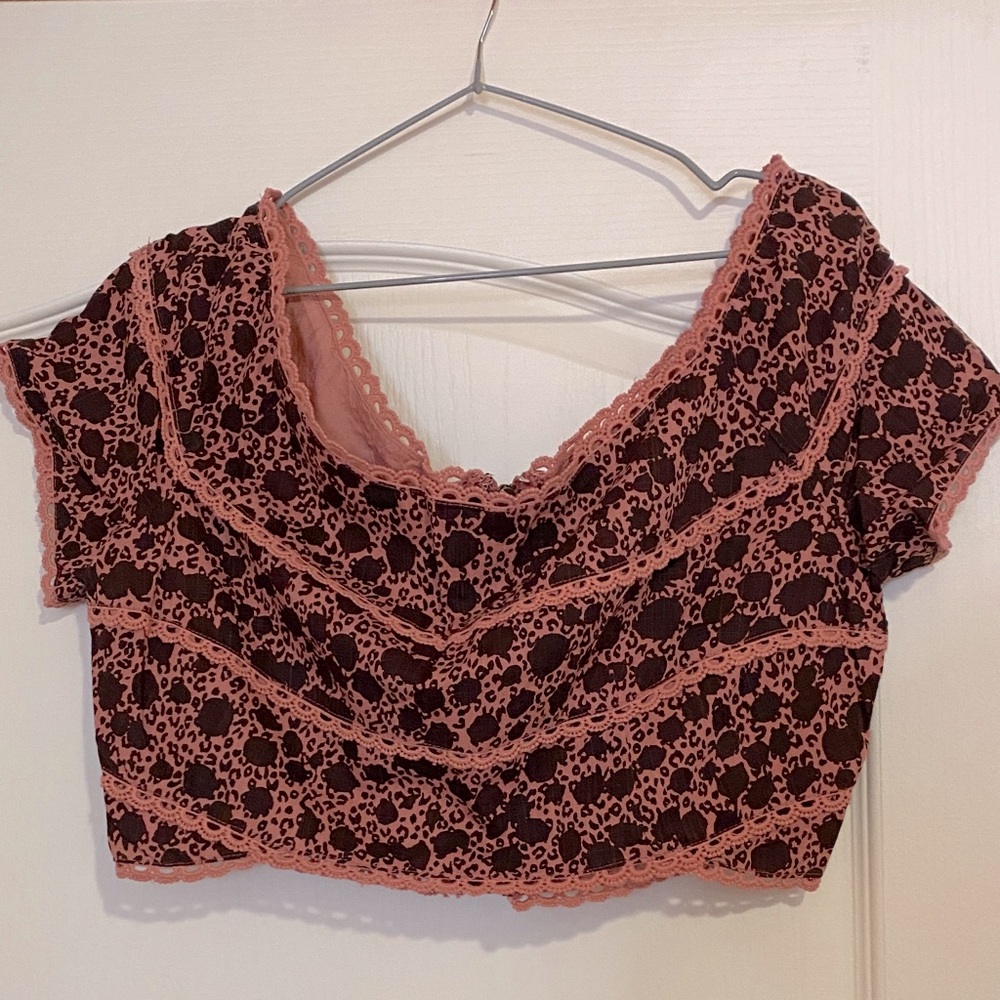 Anthropologie Elegant Pink Lace Crop Top